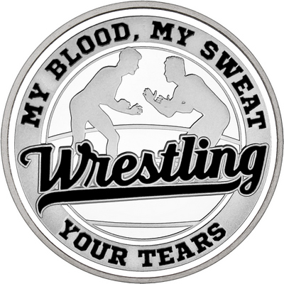 Black "Wrestling" with White Outer Circular Borders